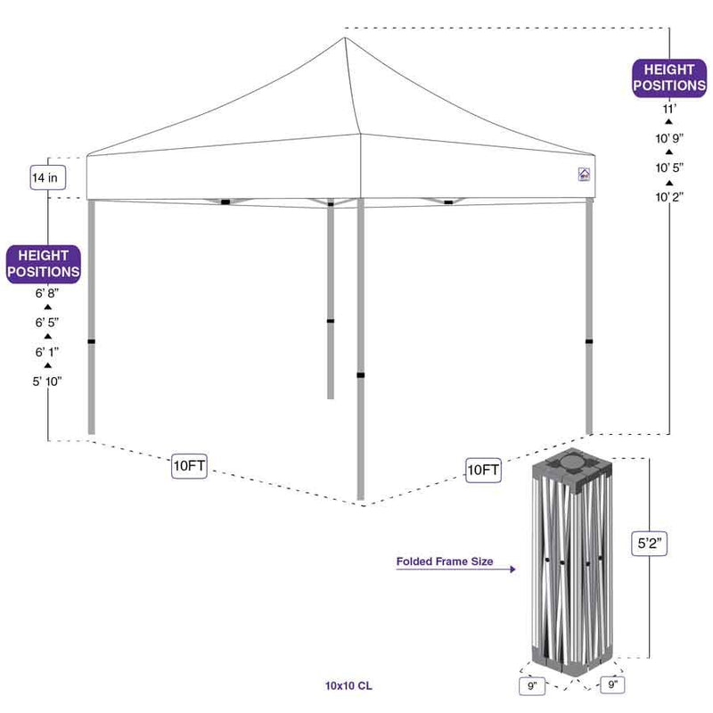 10x10 CL Pop up Canopy Tent Replacement Steel Frame - Commercial Grade - Impact Canopies USA