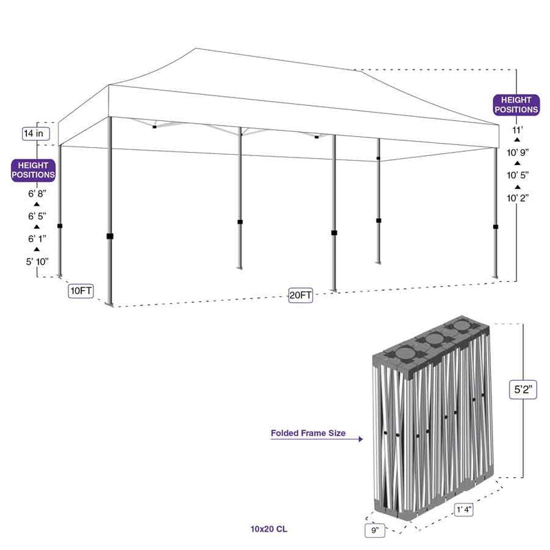 10X20 CL Pop up Canopy Tent Replacement Steel Frame - Commercial Grade - Impact Canopies USA