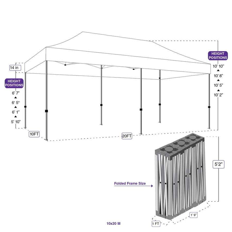 10X20 M Pop up Canopy Tent Replacement Aluminum Frame - Commercial Grade - Impact Canopies USA