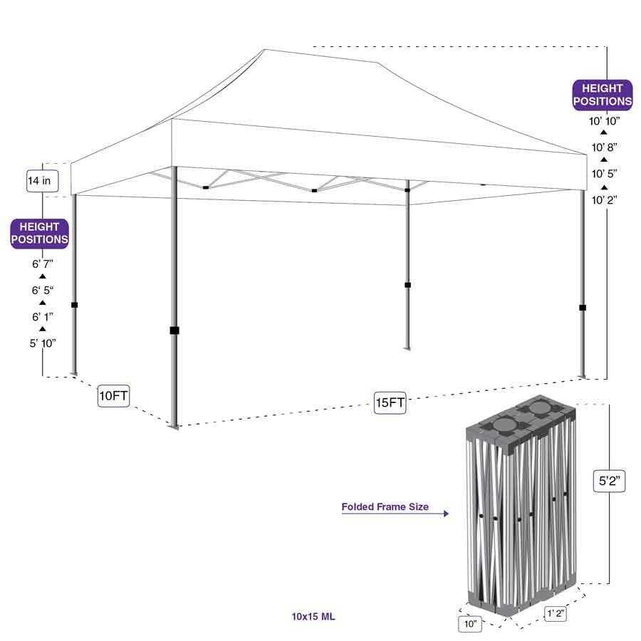 10X15 ML Pop up Canopy Tent Replacement Aluminum Frame - Impact Canopies USA
