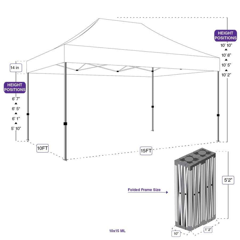 10X15 ML Pop up Canopy Tent Replacement Aluminum Frame - Impact Canopies USA