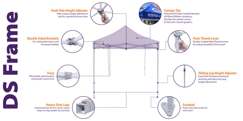 8X12 Industrial Steel Pop up Canopy Tent Replacement Frame - DS