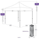 10x10 Industrial Steel Pop Up Canopy Tent with Roller Bag - DS