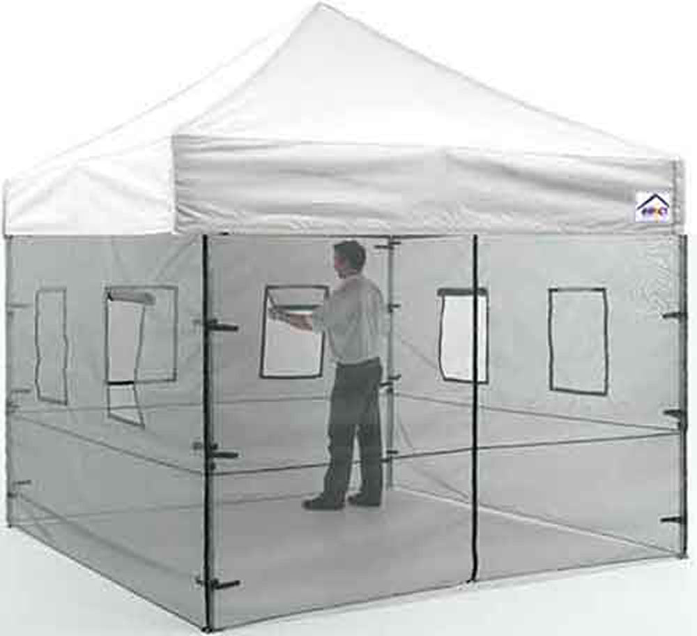 10x10 Pop up Canopy Food Service Mesh Sidewalls with Windows (WALLS ONLY) - Impact Canopies USA