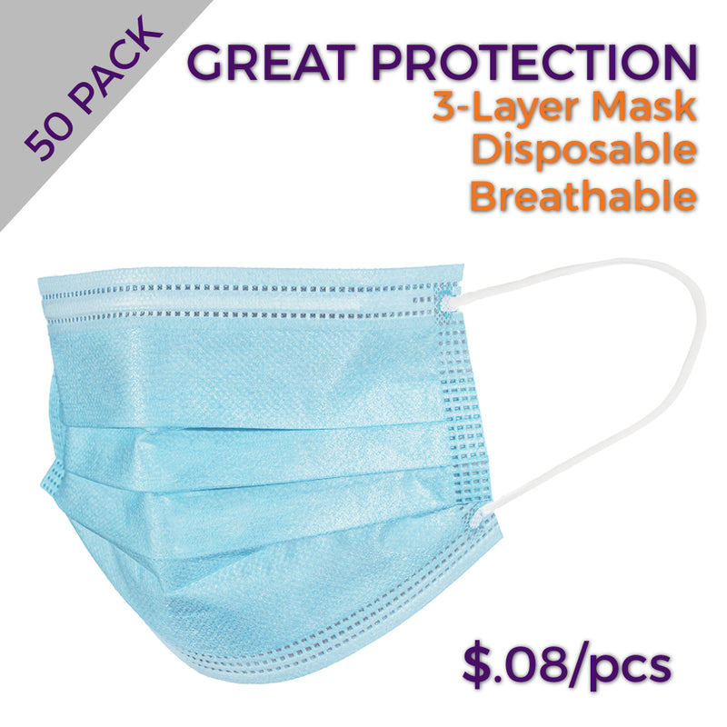 1 Box of Disposable Masks - 50 Pack ***FREE SHIPPING WHEN YOU PURCHASE TWO***