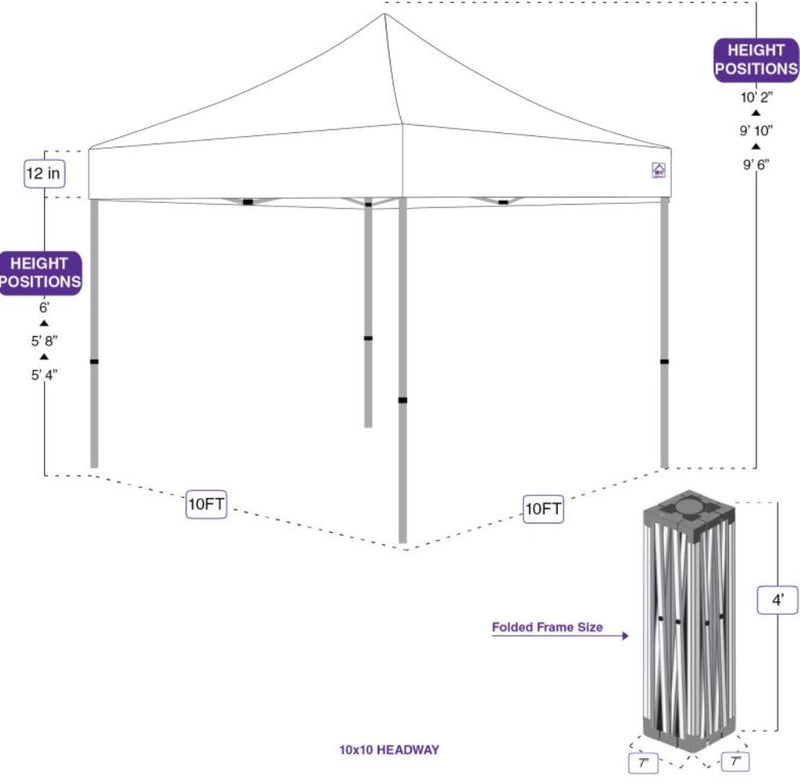10x10 HEADWAY Gazebo Canopy Tent with Weight Bags - 210 Denier Top - Impact Canopies USA