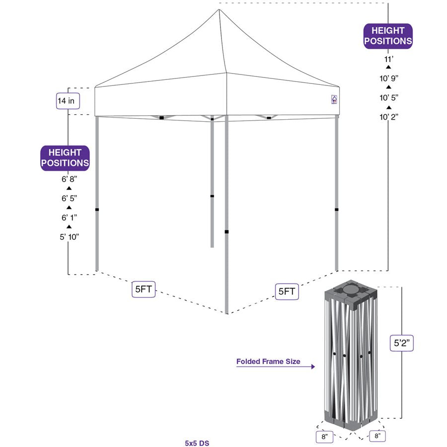 5x5 DS Pop Up Canopy Tent - Impact Canopies USA