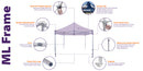 10x10 Industrial Aluminum Pop up Canopy Tent with Roller Bag - ML Series