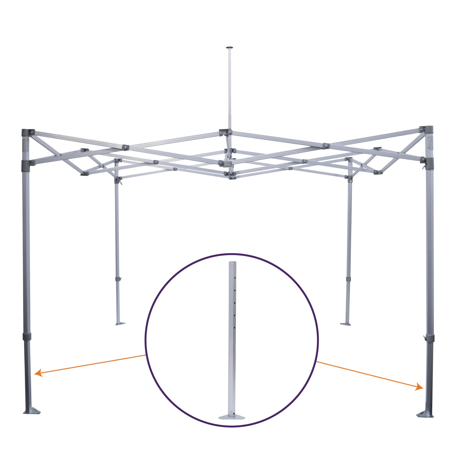 M Part B. | Steel Foot Pad with Aluminum Inner Leg - Impact Canopies USA