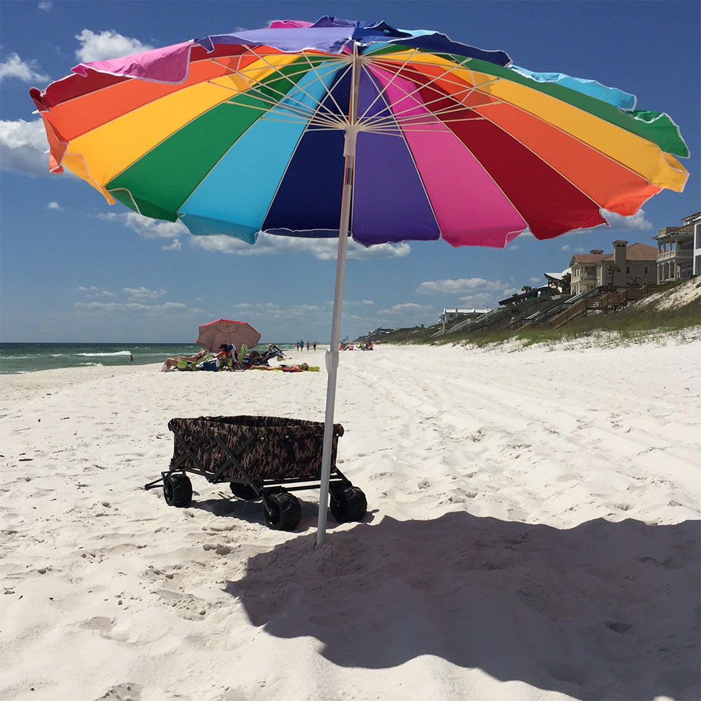 Impact Canopy 8 ft. Rainbow Beach Umbrella with Carry Bag with Sand Anchor Auger