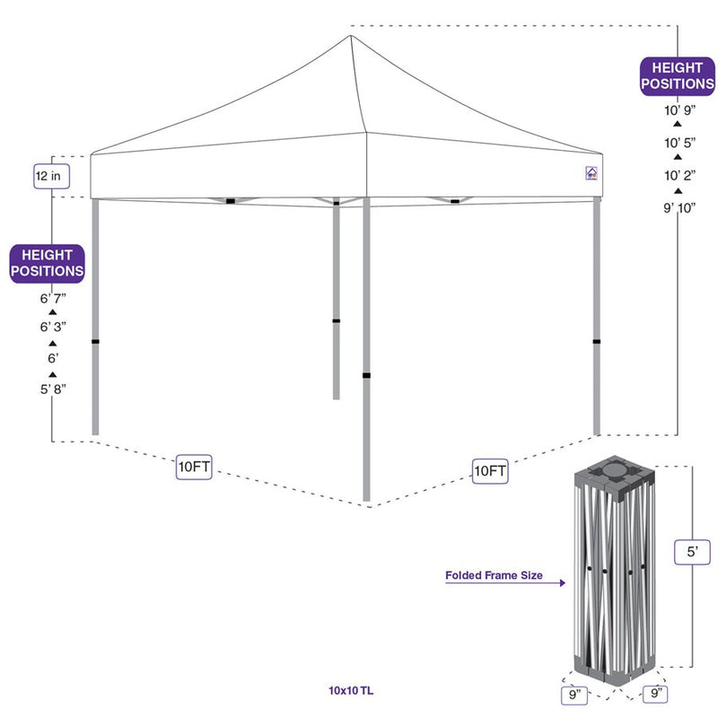 10x10 TL Pop Up Canopy Tent Recreational Grade - Impact Canopies USA
