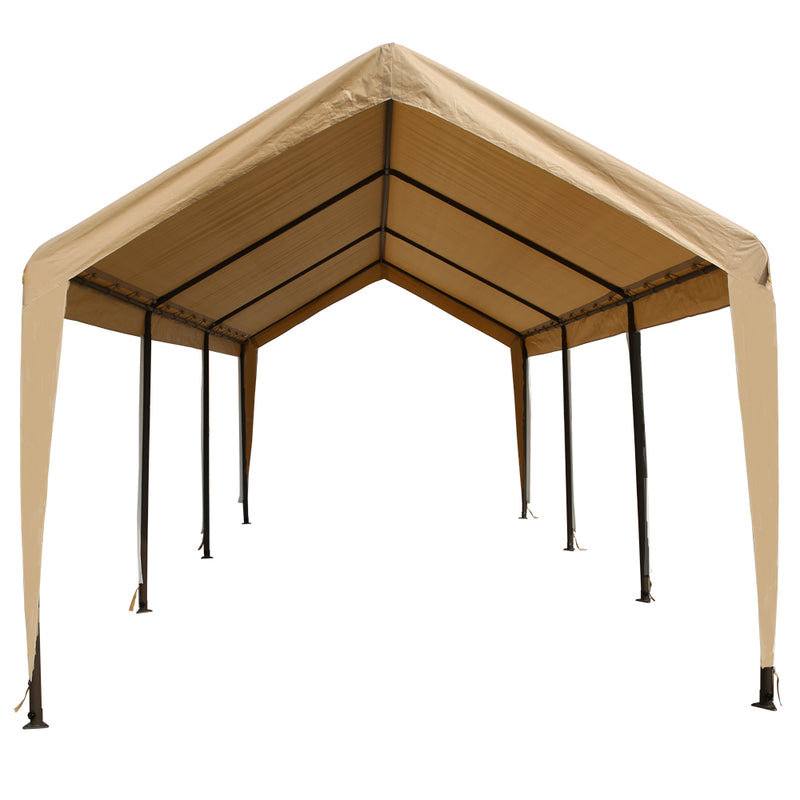 10x20 Portable Carport Garage Storage Tent REPLACEMENT TOP ONLY - TAN with Leg Skirts