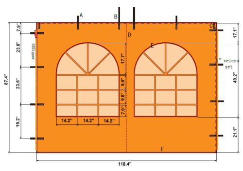 10' Canopy Wall with Church Windows - ONE WALL - Impact Canopies USA